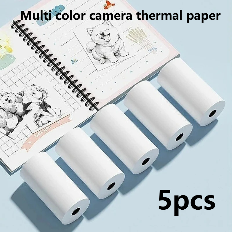 Thermal Printer - 5 ロール熱粘着ステッカー写真用紙プリンター用品カラーと白黒の感熱紙子供用ローリングペーパーツール