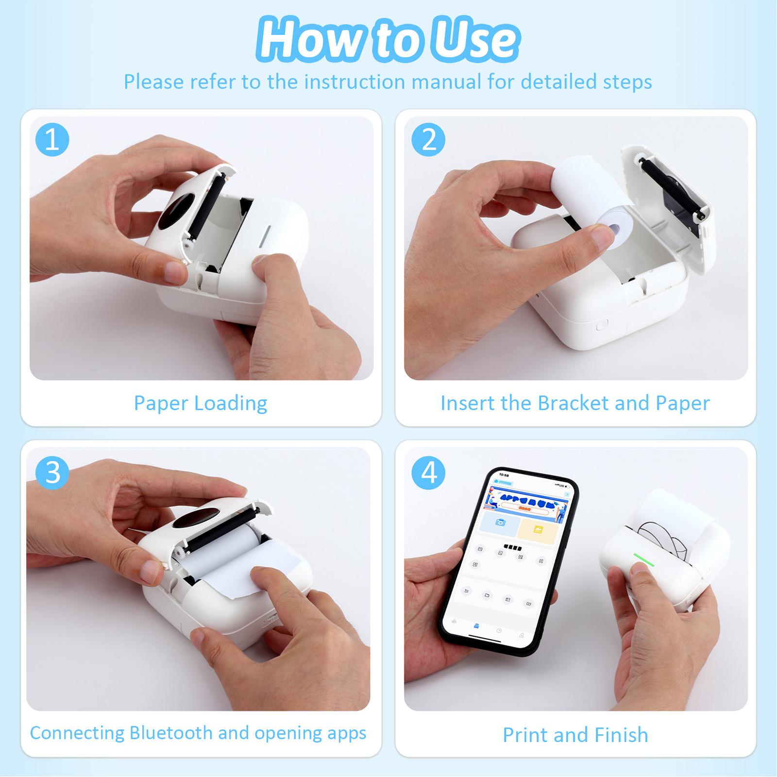 10ロールの感熱紙付きの携帯用感熱プリンター。インク不要の小 - Printer Paper のレビューと価格