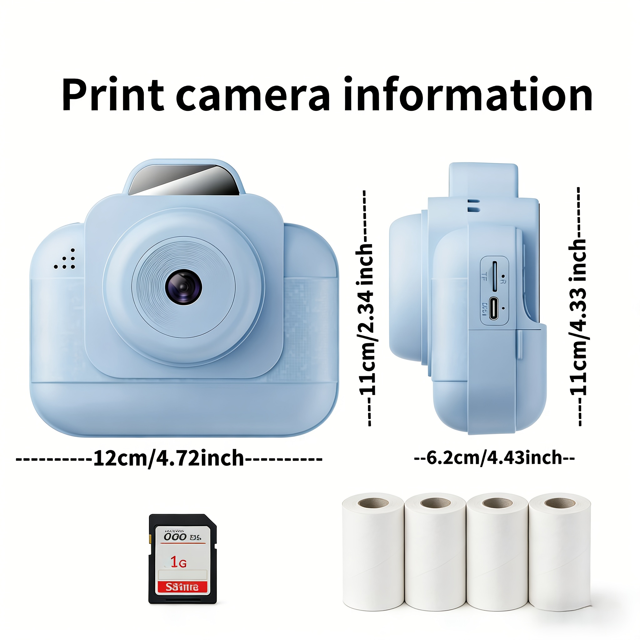 ポータブルフォトプリンター（ブルー）充電式バッテリーと4ロー - Thermal Printer のレビューと価格